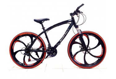 Bicycle Mercedes Benz Black-Red on cast wheels with 6 spoke wheels